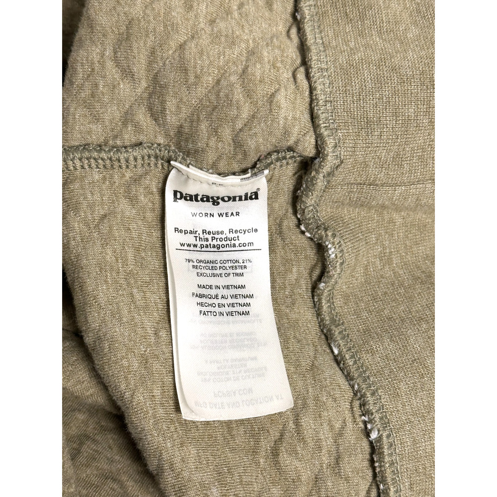 Patagonia Organic Cotton Quilt Snap T Green Cream Snap Collar Pullover Medium - Picture 9 of 9
